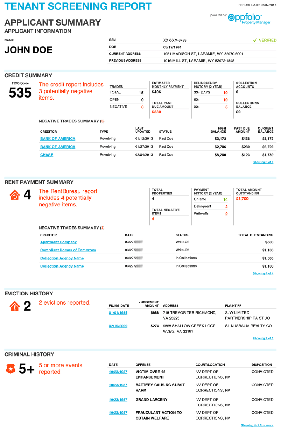 Tenant Screening Report
